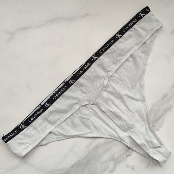NWOT CALVIN KLEIN 1996 COTTON STRETCH MODERN THONG PANTY IN GALAXY GREY SIZE EXT - Picture 2 of 3